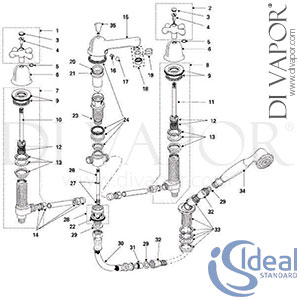 Ideal Standard Reprise Bath Shower Mixer Tap Spare Parts - IDL DV 267